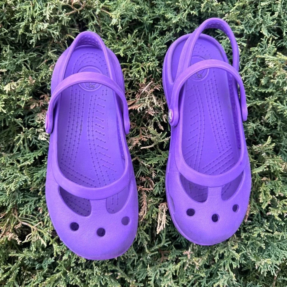 Crocs Shayna Mary Jane Slingback‎ Sandals Toddler Size 12 Purple Shoes